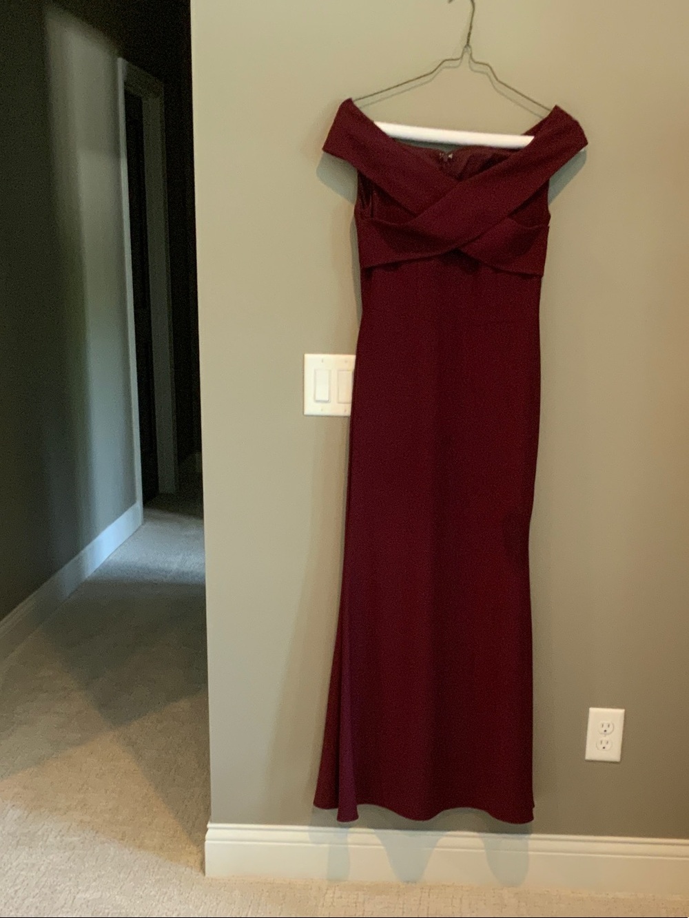 Strapless Burgundy Evening Gown
